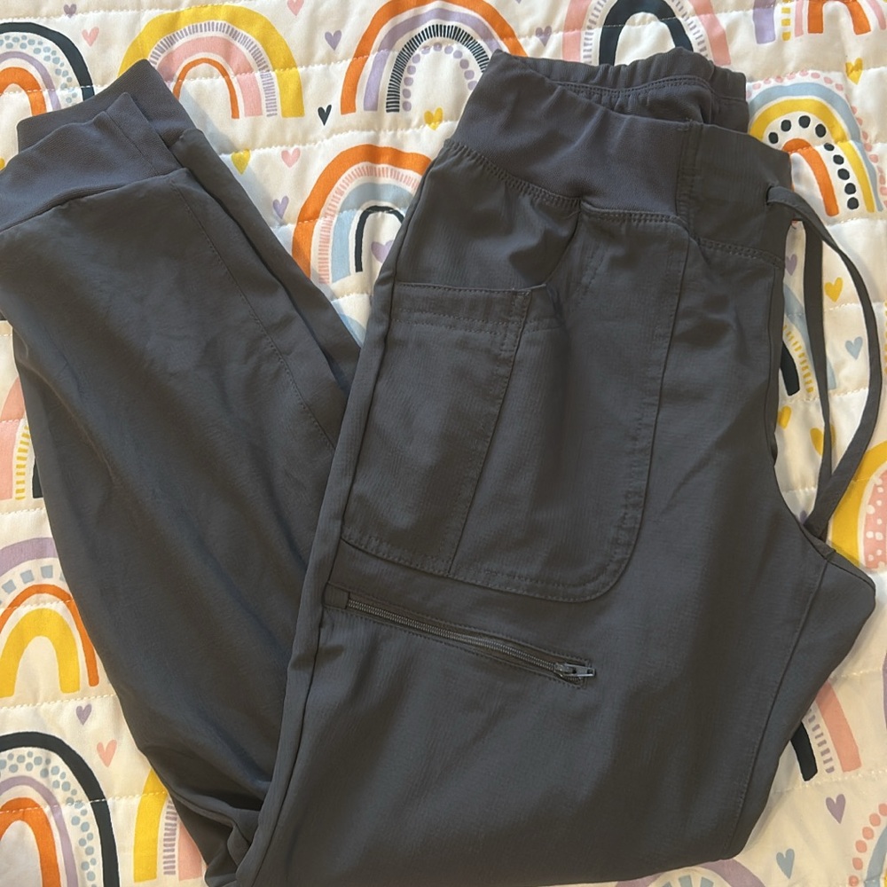 Healing Hands Gray Track Pants with Elastic Waistband and Relaxed Fit